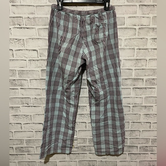 Victoria’s Secret pajama bottoms light blue and purple plaid print Small - Picture 2 of 4